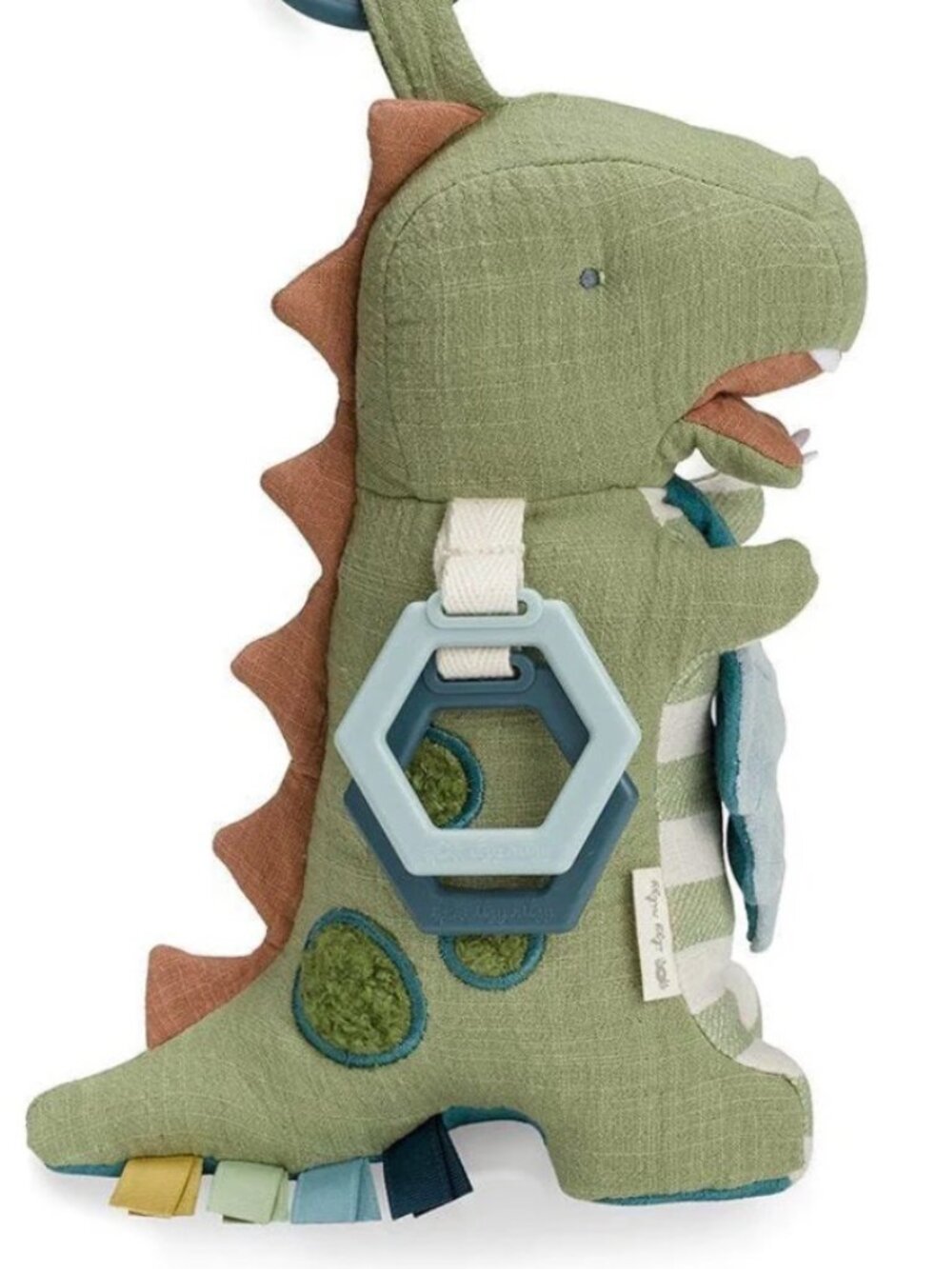 ITZY RITZY Bitzy Bespoke Dino Link & Love Sensory Toy Teether Stroller Hanger